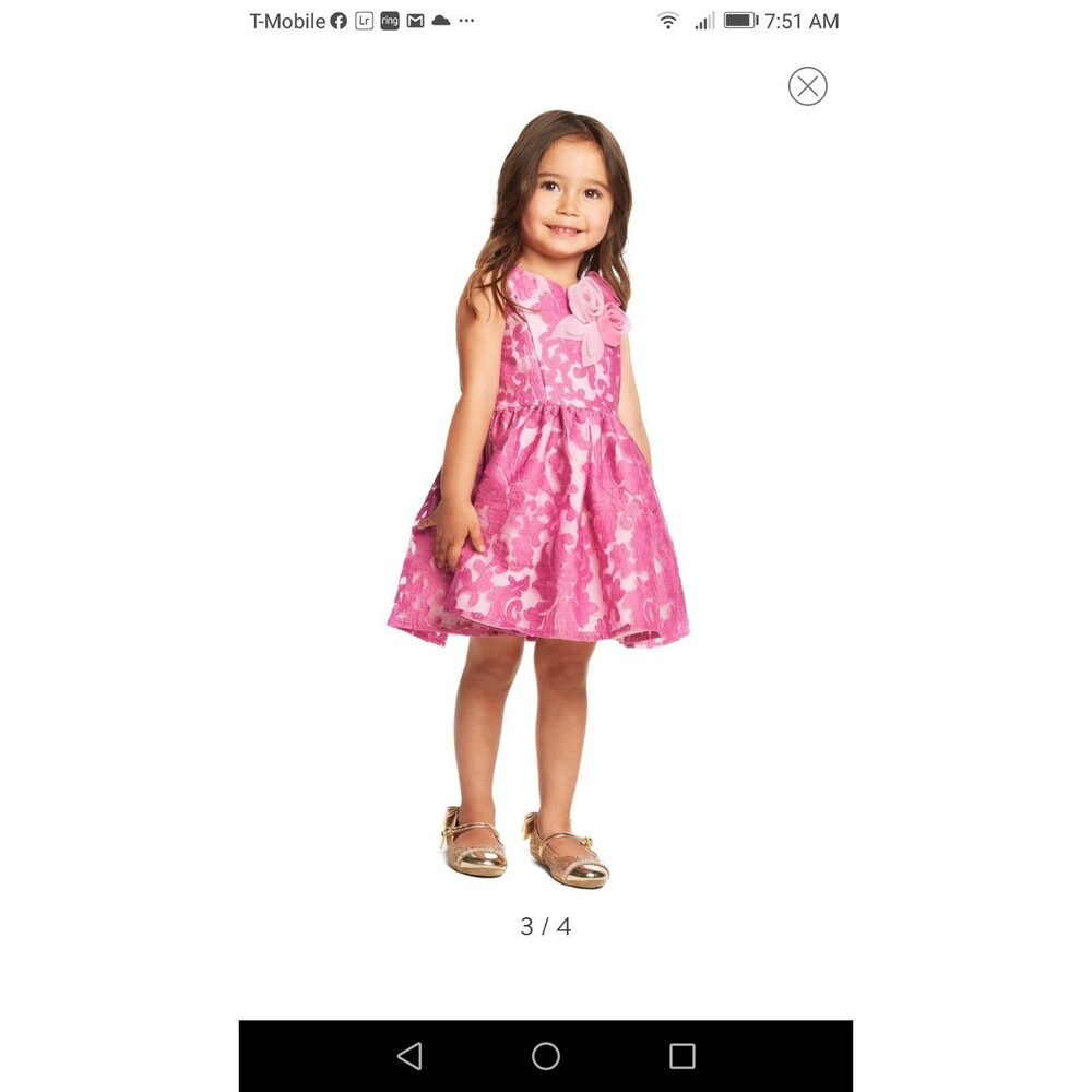Pippa & Julie Girls Purple Pink Holiday Floral Embroidered Dress 5
